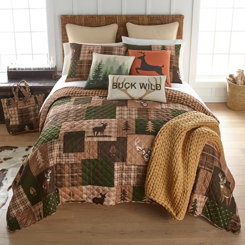 Donna Sharp Twin Bedding Set - 2 Piece - Green Forest Lodge Quilt Set with Twin Quilt and One Standard Pillow Sham - Machine Washable Donna Sharp