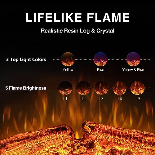 Benrocks 40'' Electric Fireplace Inserts, Recessed & Built in Wall Electric Fireplace Heater with Fire Crackling Sound, Adjustable Top Light & Flame Speed, Overheating Protection, 750/1500W Black Benrocks