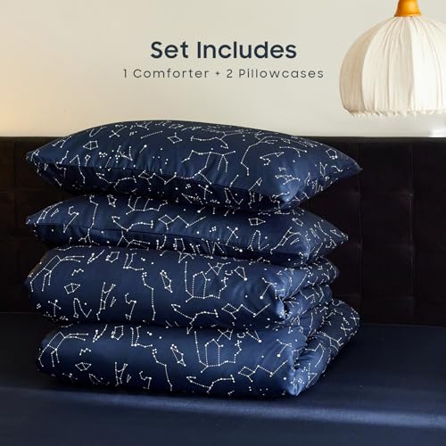 Wake In Cloud - Constellation Comforter Set, Celestial Space Star Galaxy Astrology, Soft Lightweight Bedding for Teen Kids Boys Girls, 3 Pieces, Navy Blue, King Size Wake In Cloud