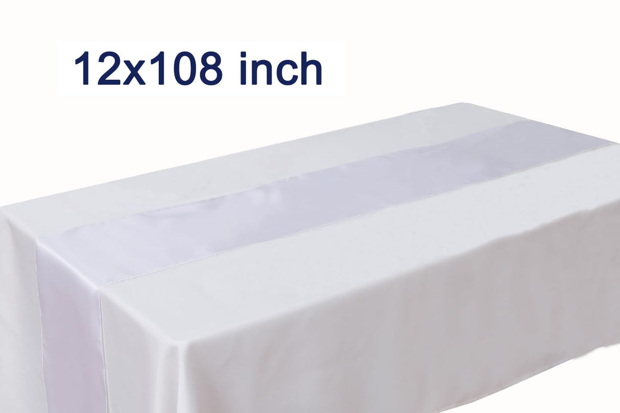 WENSINL White Table Runner 10 Pack - Satin Table Runners 12 x 108 Inches Long for Wedding Parties Birthday Meeting Events Decorations WENSINL