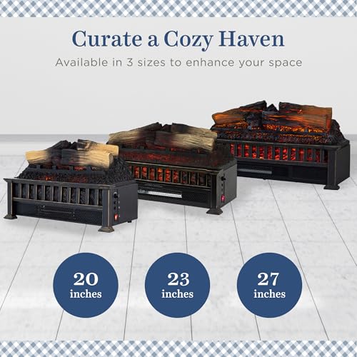 Country Living Electric Fireplace Logs, 20” LED Electric Fireplace Inserts with Infrared Heater, Electric Heater Heats up to 400 Sq. Ft., Remote Controlled Infrared Heaters for Indoor Use, Log Set Country Living