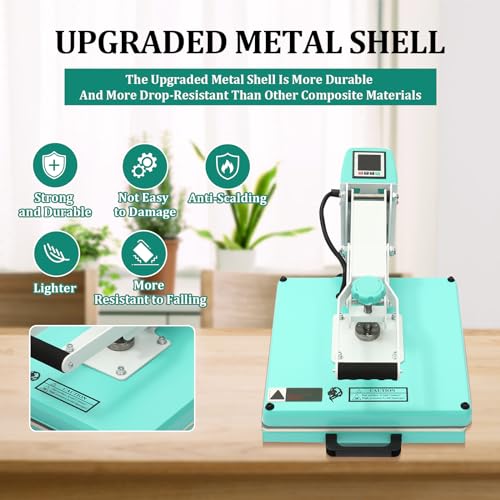 Heat Press, 15x15 Inch T-Shirts Heat Press Machine, Digital Sublimation Printer, High Pressure Heat Transfer Machine with 2-Layer Insulation Cotton for T-Shirts Pillows Bags, White ChicCoutured