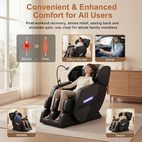 Massage Chair Full Body 2026 Upgraded Zero Gravity Recliner with Heat,8 Fix Points,Bluetooth, Airbag,Touch Screen,Footrest,L-Track Shiatsu Massage Chair Full Body for Parents Seniors