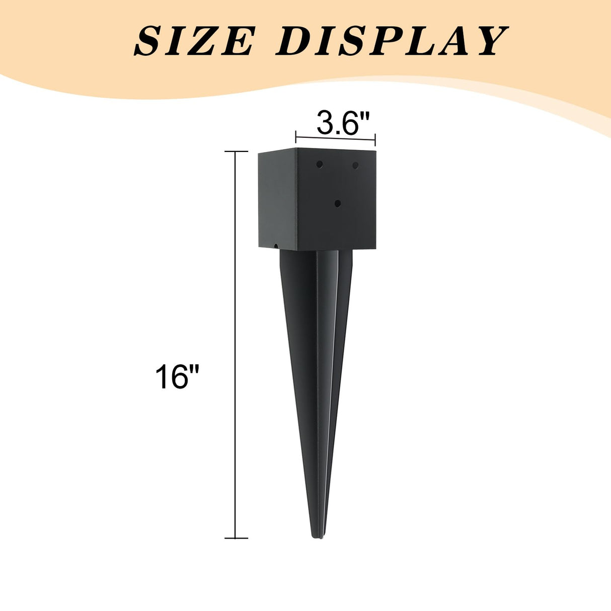 2 Pcs 4"x4" Fence Post Anchor Ground Spike,(Internal 3.6"x3.6"),Metal Post Stake Ground 16" with Black Powder-Coated,Fence Stakes Post Base for Deck,Fence,Porch,Railing,Mailbox CDFYJHFDQ