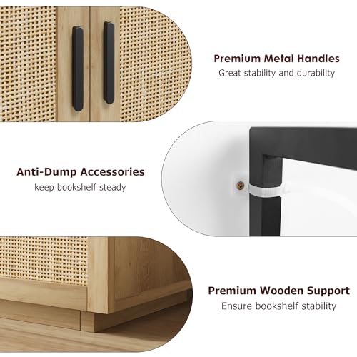 GAOMON 5-Tier Burlywood Industrial Bookshelf with Storage Cabinet and Open Display Shelves GAOMON