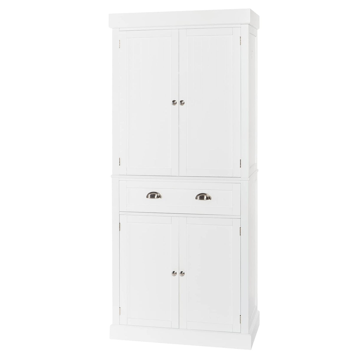 VINGLI 72" Tall Pantry Cabinet, Freestanding Kitchen Pantry Storage Cabinet with Doors and Shelves Adjustable, Wood Pantry with Drawer for Kitchen, Assembly Required, White VINGLI