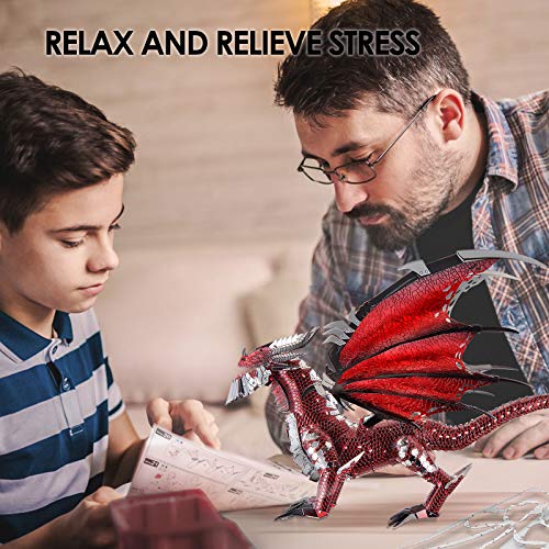 Piececool 3D Metal Model Kits-Black Dragon King, DIY 3D Puzzles for Adults Brain Teaser Puzzles for Teens, Great Birthday New Year Gifts, 107 Pcs