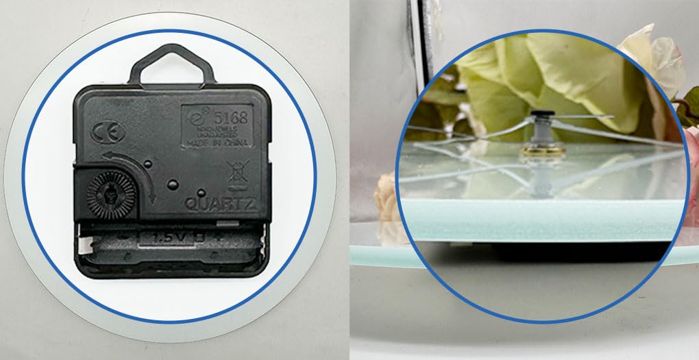 QOMOLANGMA 20pcs Sublimation Blanks with Clock 7.8 in Round Glass Photo Picture Frame Sublimation Blank Glass Photo Frame with Clock Glossy QOMOLANGMA