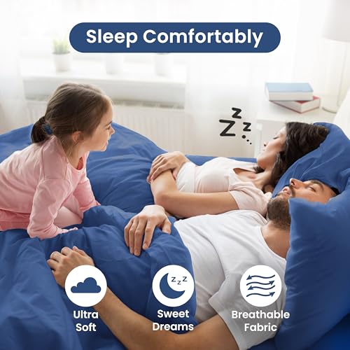 3 Piece Twin Sheets Set | Twin Bed Sheets Set – Light Weight, Soft Breathable Sheets | Brushed Cotton Rich Blend | Secure-Fit, Wrinkle Resistant, Durable, Easy Care Bed Sheets | Comfy Sheets | Blue Martex