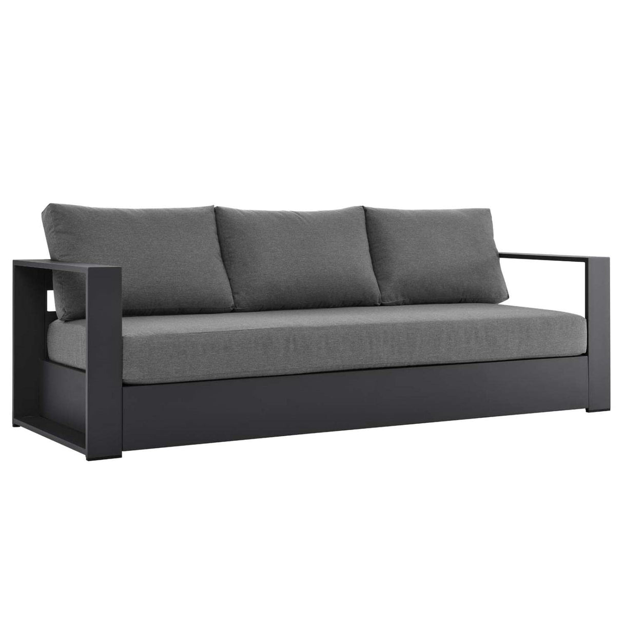 Modway Tahoe Aluminum Outdoor Patio Sofa in Gray Charcoal Modway
