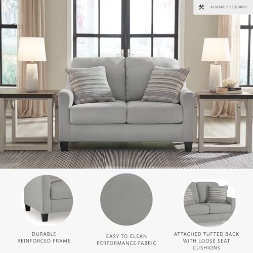 Signature Design by Ashley Adlai Casual Loveseat with 2 Toss Pillows, Light Gray Signature Design by Ashley