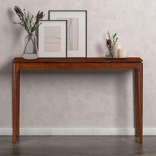 NTC Mingle 47-Inch Console Table, Modern Solid Wood Entryway Table with Hidden Drawer, Waterproof & Heat Resistant, Narrow Table for Hallway, Living Room & Foyer, Dark Walnut NTC