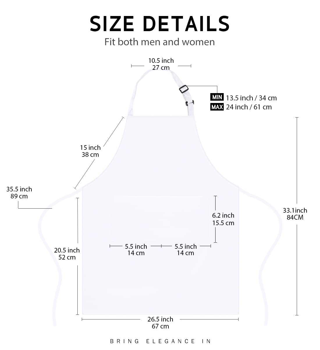 Syntus 12 Pack Bib Apron, Unisex Aprons Adjustable Waterdrop Resistant with 2 Pockets Cooking Kitchen Apron for Chef, BBQ Drawing Apron Bulk, White Syntus