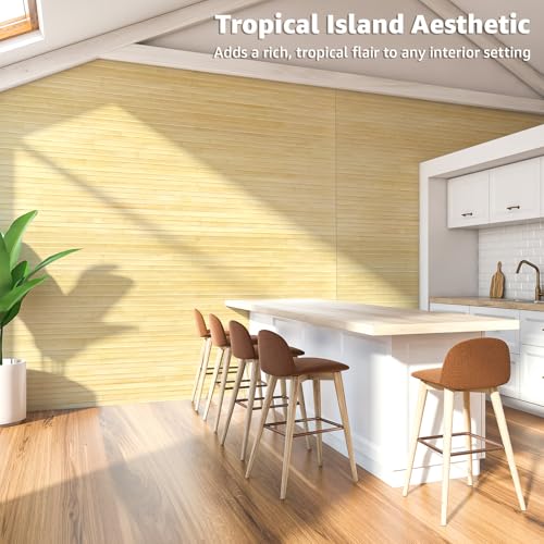 Art3d Natural Bamboo Wall Panel for Interior Wall Decor, Renewable Pole Wrap Wainscoting Paneling for Wall Ceiling Furniture Cabinet Office, 48 x 96 Inch - Raw Art3d