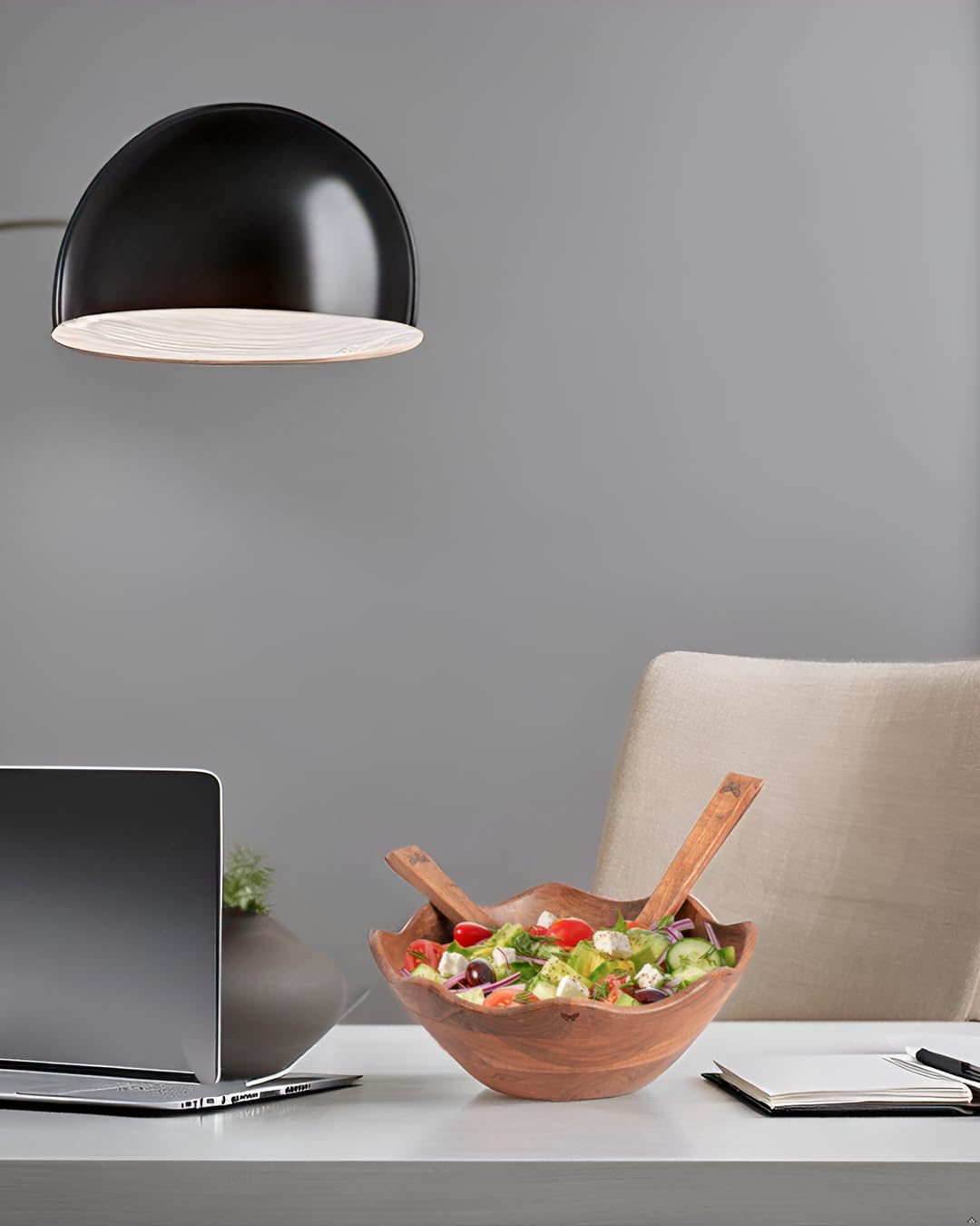 Melvvi Wooden Salad Bowl Set of 3 | 12" Large Acacia Wood Salad Serving Bowl with Servers | Big Pasta & Fruit Bowl | Mixing Bowls | Valentines day Gifts for Him & Her Melvvi