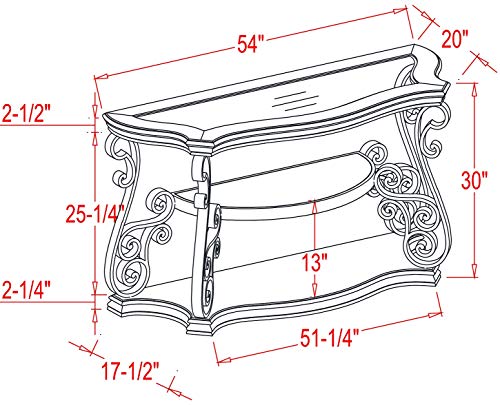 SSLine Traditional Vintage 3-Tier Sofa Console Table with Tempered Glass Table Top,Wood Accent Side Table with Marble Paper Middle Shelf,Hall Table for Living Room Bedroom Entryway SSLine