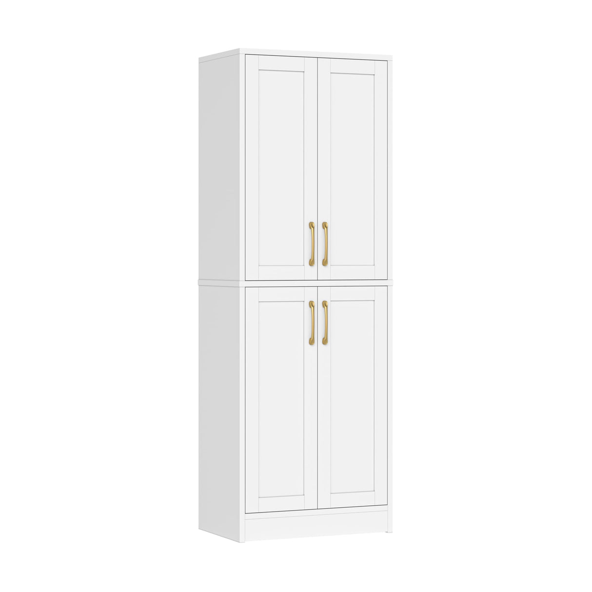 Homzbesy Pantry - Kitchen Pantry Cabinet with 4 Doors and Adjustable Shelves, Tall White Cabinet Freestanding Storage Cupboard for Dining Room Living Room, Laundry, Bathroom Homzbesy