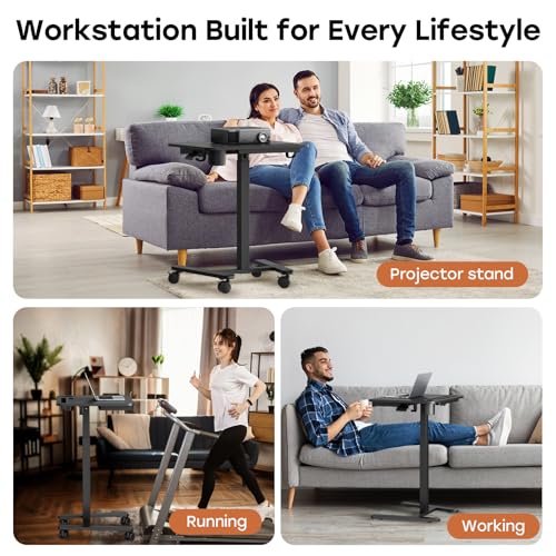 JYLH JOYSEEKER Mobile Small Standing Desk with Drawer, 23.6"x19.7" Rolling Laptop Cart on Wheels, Height Adjustable Sit Stand Computer Workstation with Storage for Compact Space, Black JYLH JOYSEEKER
