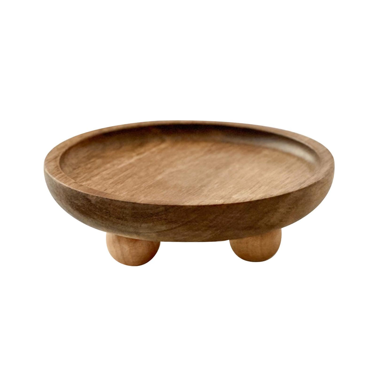 Vaveren Small Wooden Riser Wooden Pedestal for Display Tray Display Riser for Entry Table Farmhouse Kitchen Tabletop Centerpieces , Round 12.9x4cm Vaveren