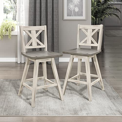Homelegance Amsonia Counter Height Swivel Barstool (Set of 2), White Homelegance