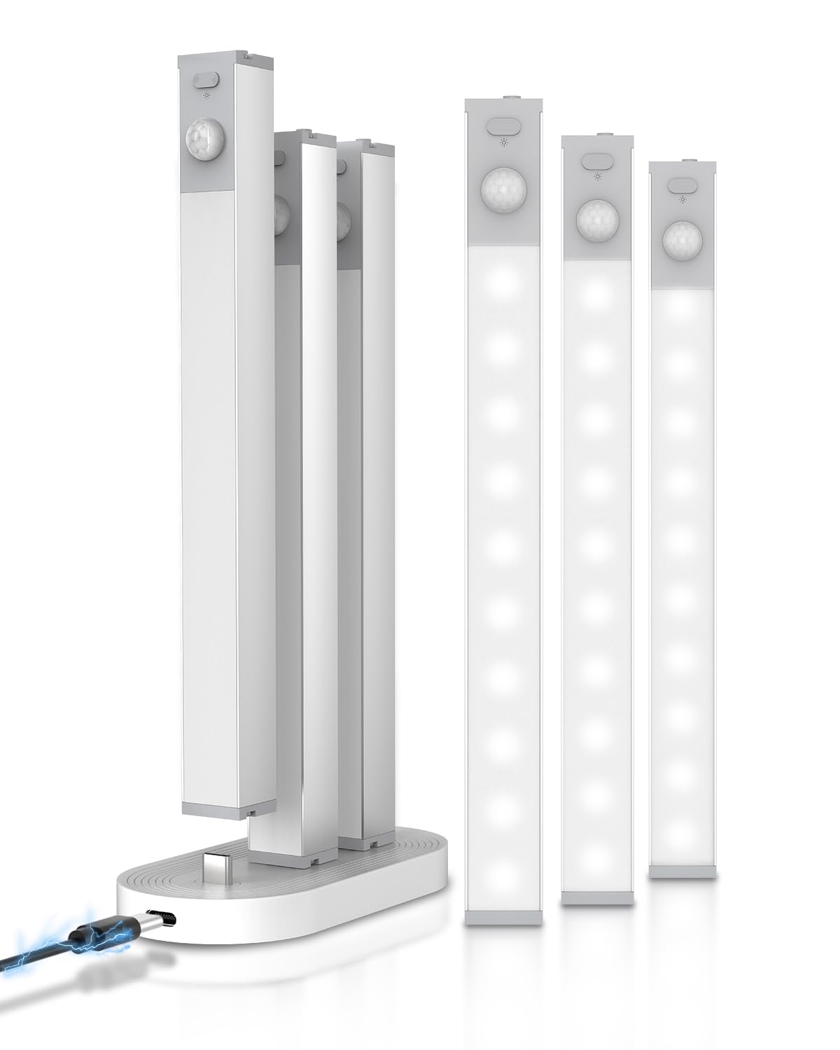 Goodea 6 Pack Led Under Cabinet Lights Wireless with Charging Station, 7’’ Rechargeable Motion Sensor Light Indoor, Dimmable Closet Lights for Cabinets, Bookshelf, Stair, Hallway Goodea