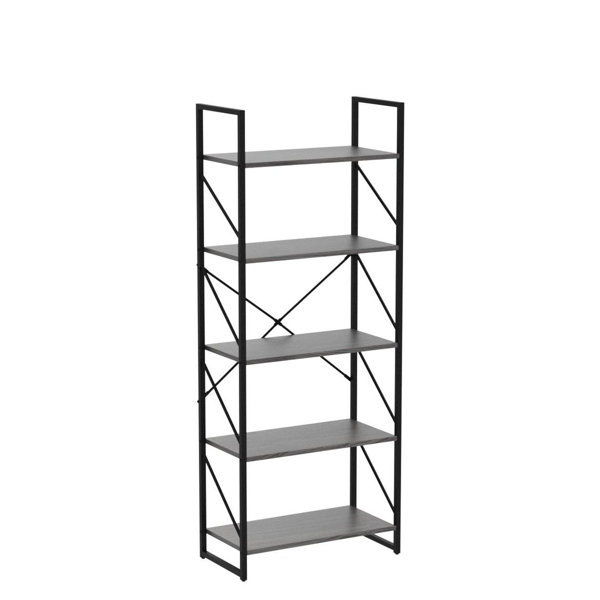 YITAHOME 5 Tiers Bookshelf, Industrial Artsy Grey Bookcase Bookshelves, Book Rack, Storage Rack Shelves Books Holder Organizer for Books Movies in Living Room Home Office, Charcoal Gray + Black YITAHOME