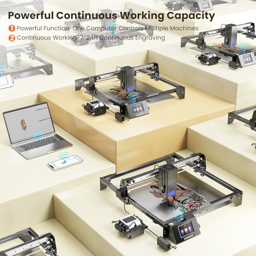 Longer RAY5 New Upgrade Laser Engraver, Laser Cutter 40W Output Power, Engraving Speed Up to 24,000 mm/min, 3.5” Color Touch Screen, App Offline Control, DIY Engraver Tool for Metal/Glass/Wood Longer