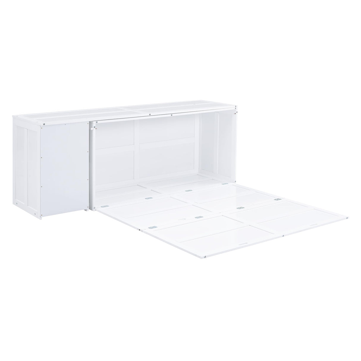 Ball & Cast Queen Size Murphy Bed,Cabinet Hideaway Bed with Rotable Desk,Wood Wall Bed can be Folded,Easy Assembly,Platform Bedframe for Kids Bedroom,Student Dorms,White Ball & Cast