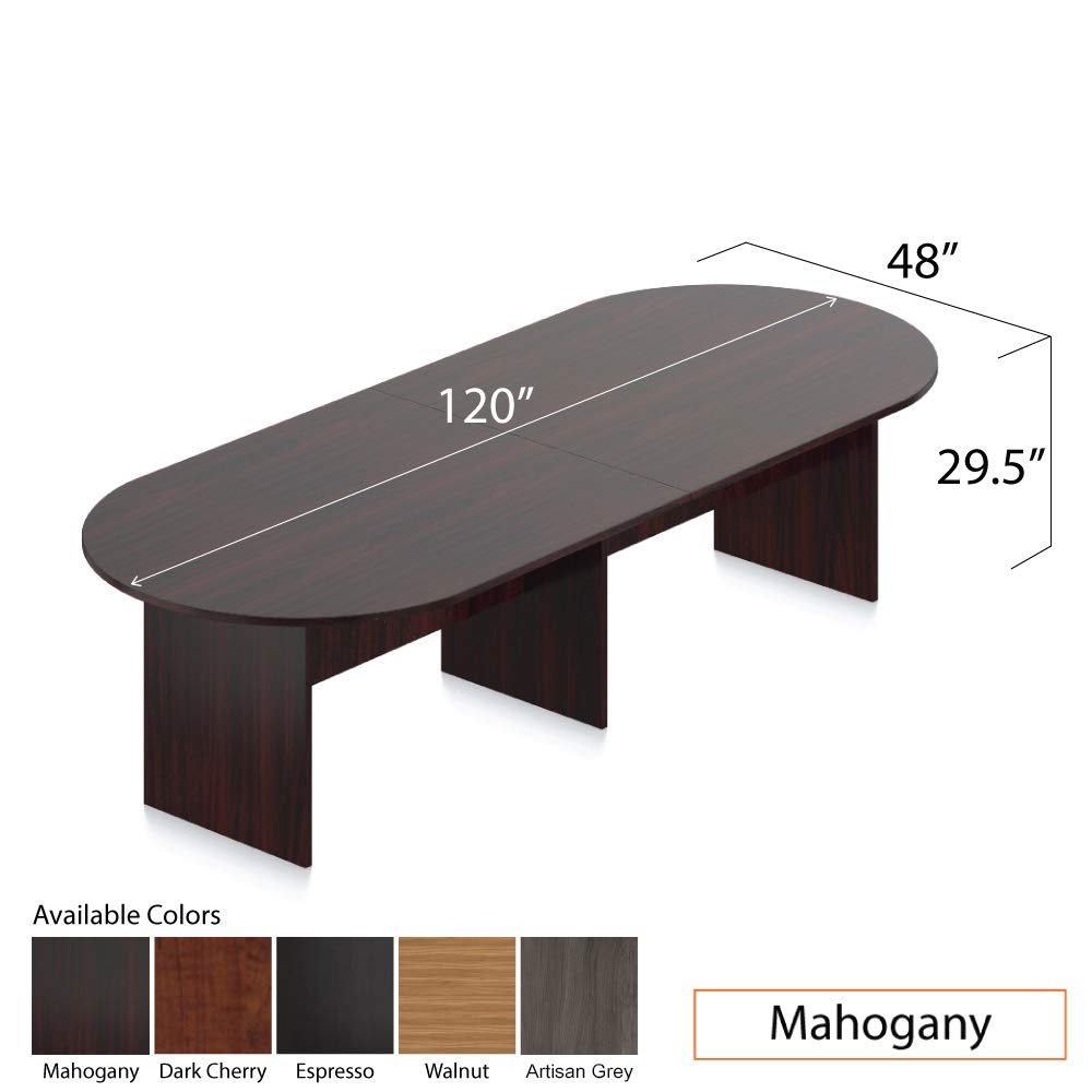 GOF 6FT, 8FT, 10FT Conference Table & Chair (G10705B) Set, Dark Cherry, Espresso, Artisan Grey, Mahogany, Walnut (10ft Table with 8 Chairs, Mahogany) GOF
