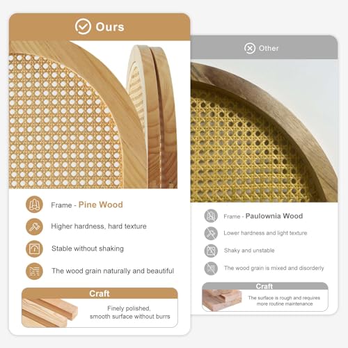 Svimi Room Dividers and Folding Privacy Screens, Pine Wood 5.6 Ft Double Hinged Rattan Partition Freestanding Wall Room Divider for Home - 3 Panels (Natural) Svimi