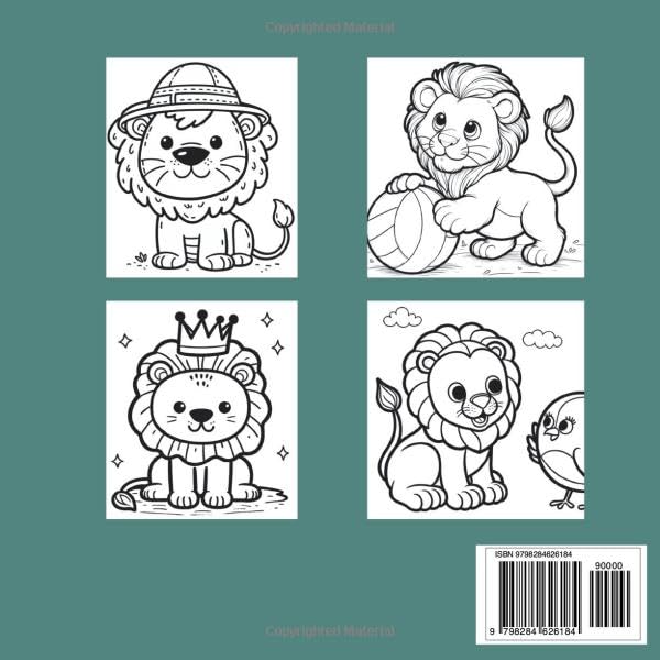 Cute Lion Coloring Book for Kids: Fun & Easy Animal Coloring Pages Majosta