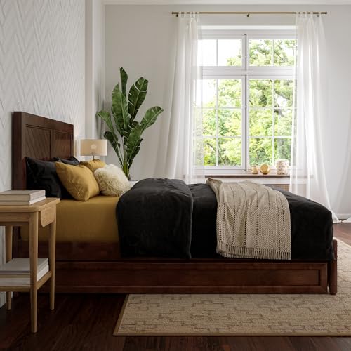 AFI, Clayton Full Platform Bed with Panel Footboard & Twin Trundle, Walnut AFI