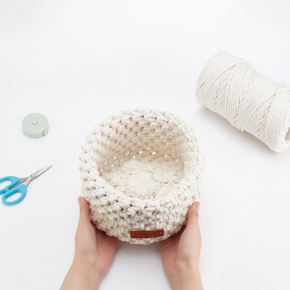 FREEBLOSS Macrame Basket Kit - DIY Macrame Kit with Video Tutorial and 100m Cotton Cord for Storage and Crafting FREEBLOSS