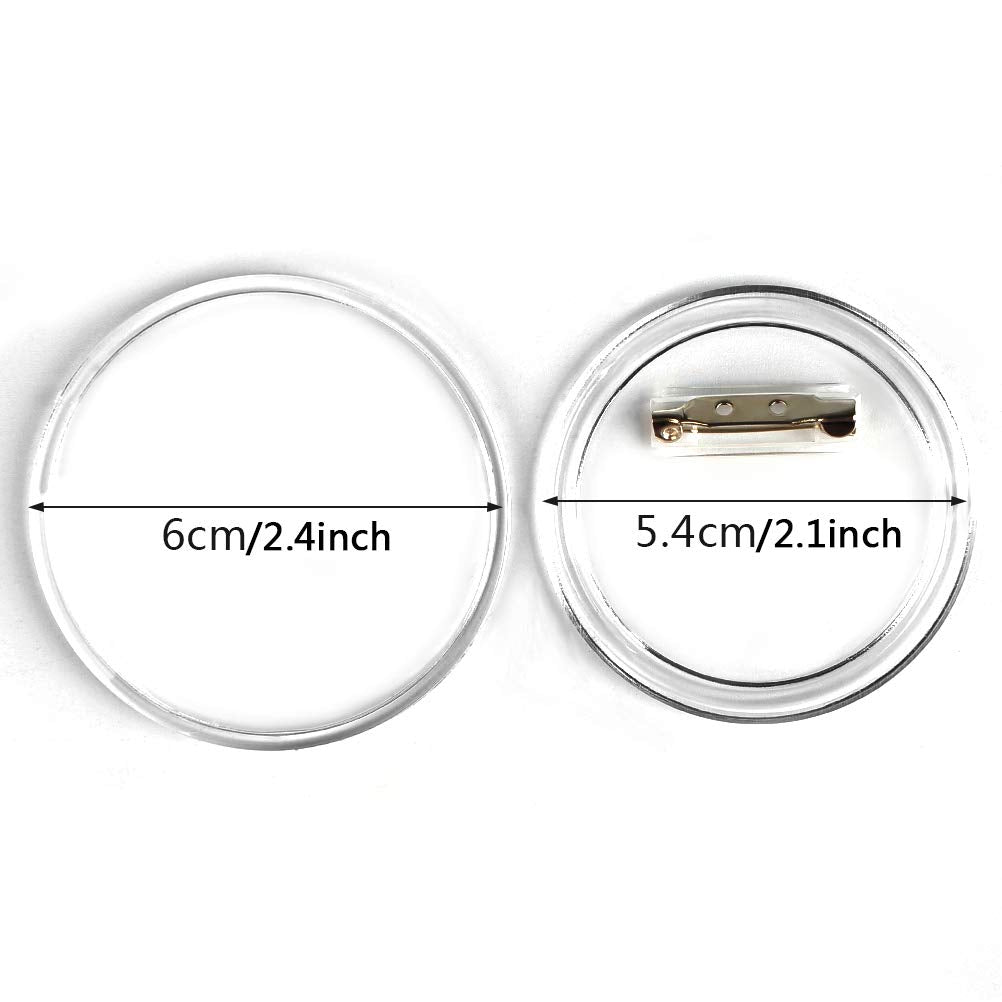BUYGOO 30Pack 2.4 inch Clear Button Pins Make Your Own Buttons Picture Button Pin Acrylic Design Button Badge Clear Picture Buttons Badges Kit for DIY Crafts BUYGOO
