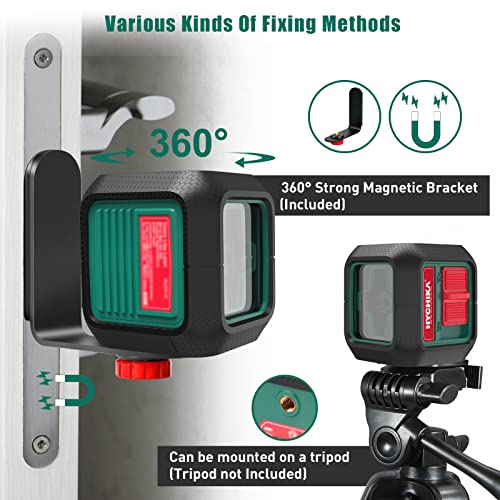 HYCHIKA Laser Level Self Leveling Green Cross Line Lasers Level Tool 50ft Measure Range for Indoor/Outdoor/Construction/DIY/Picture hanging, Battery HYCHIKA BETTER TOOLS FOR BETTER LIFE