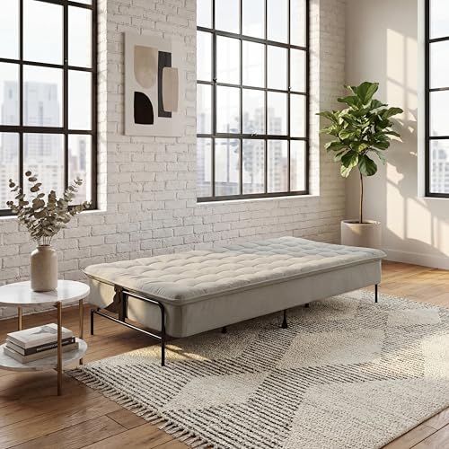 LeTinn 3-in-1 Convertible Sofa Bed, 78.7” Full Size Sleeper Futon with Linen Fabric & Metal Frame - Adjustable Backrest for Living Room, Small Space, Studio Apartment & Guest Room (Grey) Generic