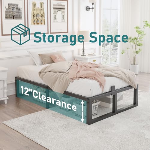 Yitong Angel Twin XL Size Bed Frame, 14 Inch Heavy Duty Support 3500 lbs Metal Platform, No Box Spring Needed/Noise Free/Non-Slip/Steel Slat Support/Easy Assembly Yitong Angel
