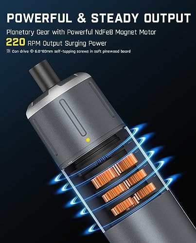 Fanttik S1 Pro 3.7V Electric Screwdriver, Cordless Screwdriver, 16 S2 Metal Bits, 3 Torque Settings, Max 6 N.m, 2000mAh Battery, LED Light, 1/4''Hex, Idea Tool for Furniture/Desktop Computer Fanttik