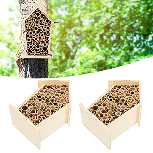 Wooden Insect House for The Garden Decoration, Hanging Bee Habitats Natural Beehive Shelter Nests Boxes Room Butterflys Feeder Hotel Unique Gardening Gifts for Ladybirds Beneficial Outdoor Tiiyee