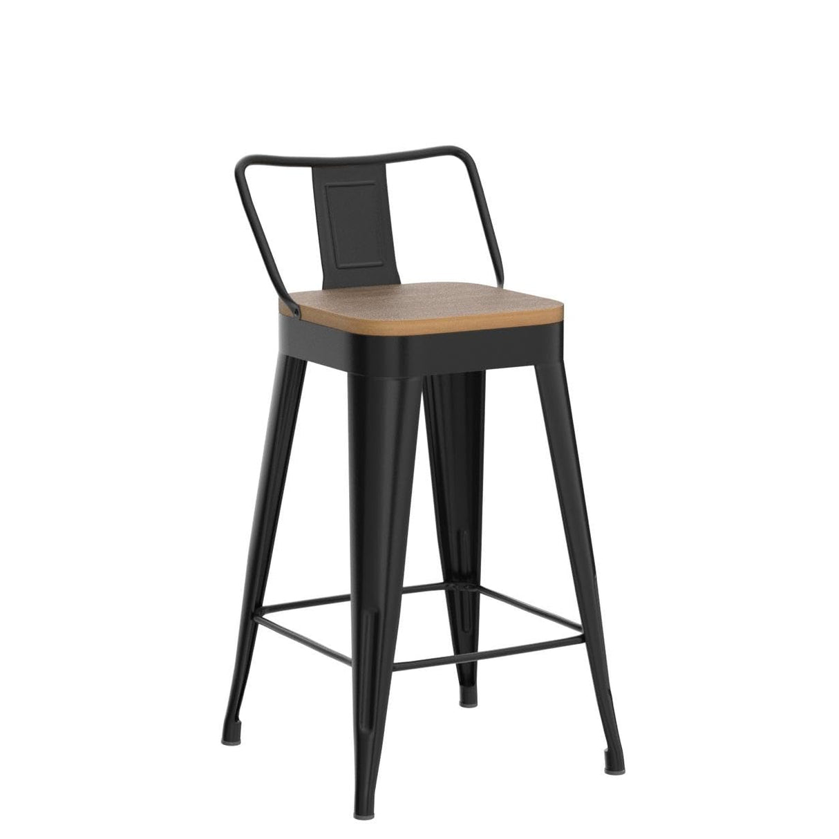 POINTANT Bar Stools Set of 4 Metal Bar Stool Counter Height Bar Stools 26" Black Modern Bar Chairs with Back and Wooden Seat Bar Stool Counter Height POINTANT
