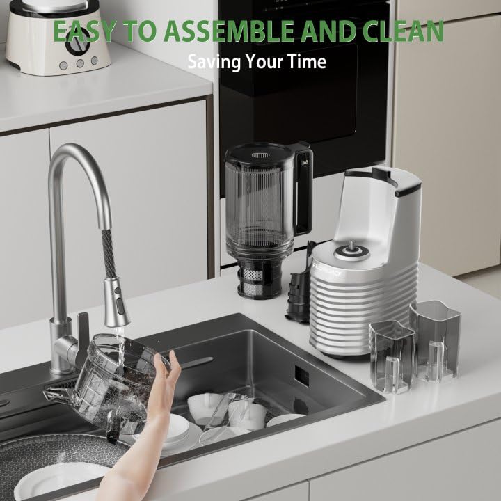 Cold Press Juicer Machines, Floisdace 5.4" Self-Feeding Masticating Juicer Fit Whole Fruits & Vegetables, 350W Professional Slow Juices Extractor Easy to Clean, BPA Exclude-Black Floisdace