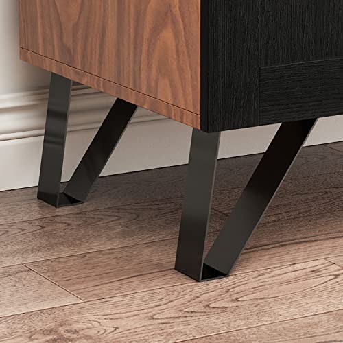 Elegant ECACAD 3-Tier Bookcase Storage Cabinet with Acrylic Glass Doors - Brown and Black ECACAD