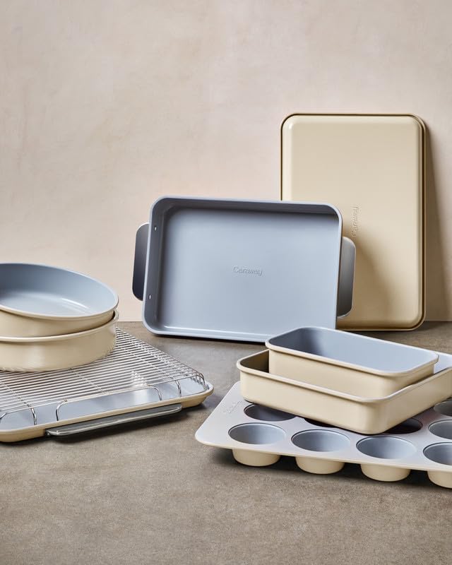 Caraway Non-Stick Ceramic 1 lb Loaf Pan - Naturally Slick Ceramic Coating - Non-Toxic, PTFE & PFOA Free - Perfect for Pound Cakes, Breads, & More - Cream Caraway