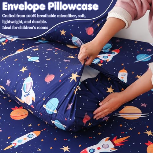 CIMVI Twin Sheets Set for Boys Space Rocket Universe Bed Sheets for Kids 3 Pieces Soft Microfiber Bed Sets with Deep Pocket Cartoon Bedding for Children Kids (Space, Twin) CIMVI