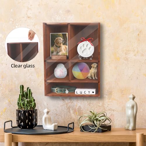 Dmnnlp Dog Memorial Shadow Box with Pen,11x4x14 Inch Pet Ashes Keepsake Wall-Mountable Display Case for Dog /Cat Loss Sympathy Gifts - Wooden Dmnnlp