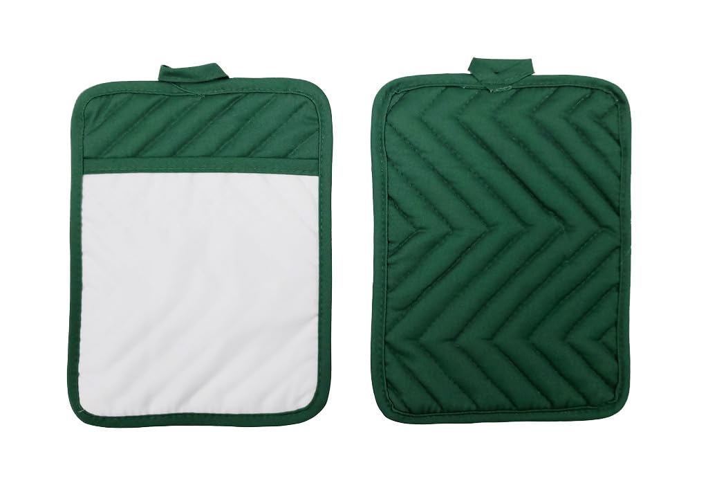 Green Sublimation Blanks 9"x7" Polyester/Cotton Pot Holders with Sublimation Pocket DIY Set of 12 Tromic