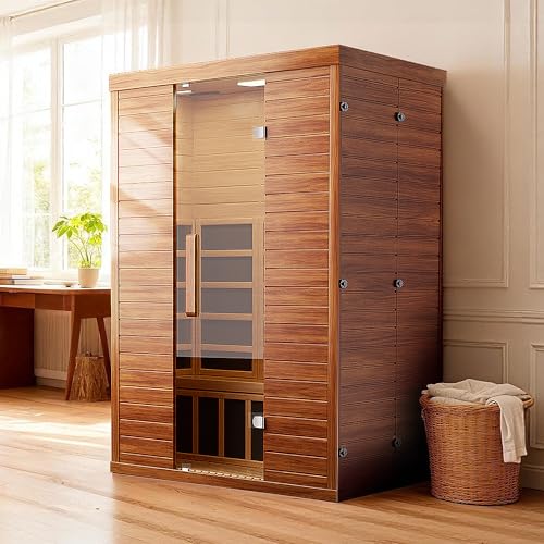 PABIMIA 2-Person Infrared Sauna, Smart App Control, WiFi & Bluetooth, Low EMF 1500W/120V LCD Heater, Indoor Home Sauna with Flame-Retardant Materials PABIMIA
