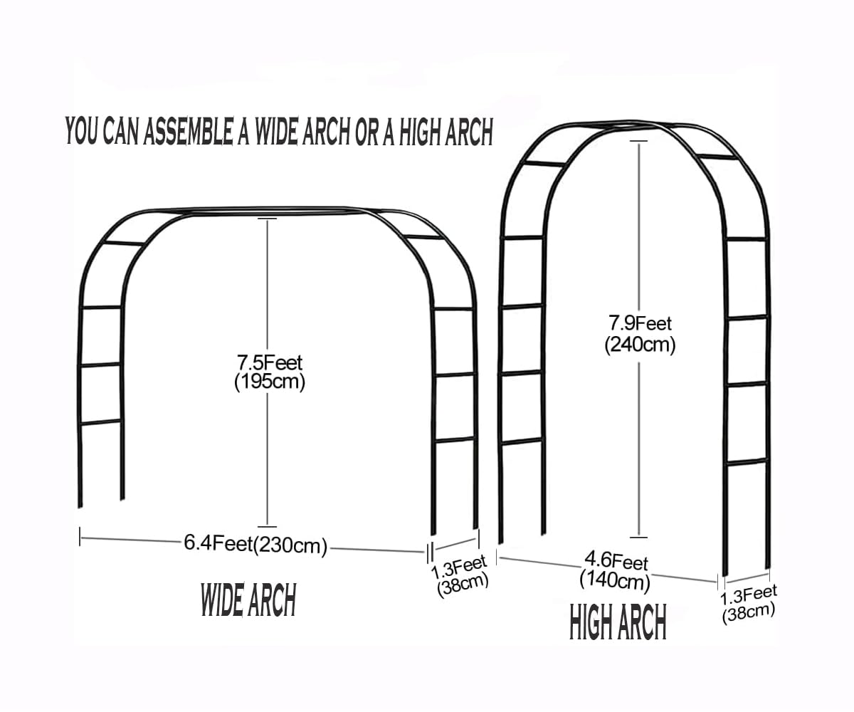 Adorox 7.8ft Garden Arch Trellis for Climbing Plants, Metal Arch Frame, Pumpkin Archway Outdoor Garden Arbors and Arches for Halloween Christmas Birthday Party Baby Shower Decoration(Black) Adorox