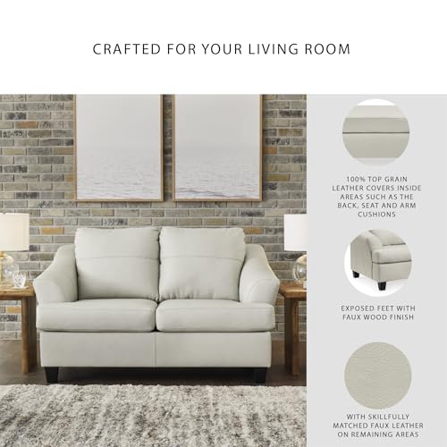 Signature Design by Ashley Genoa Modern Leather Match Loveseat, White Signature Design by Ashley
