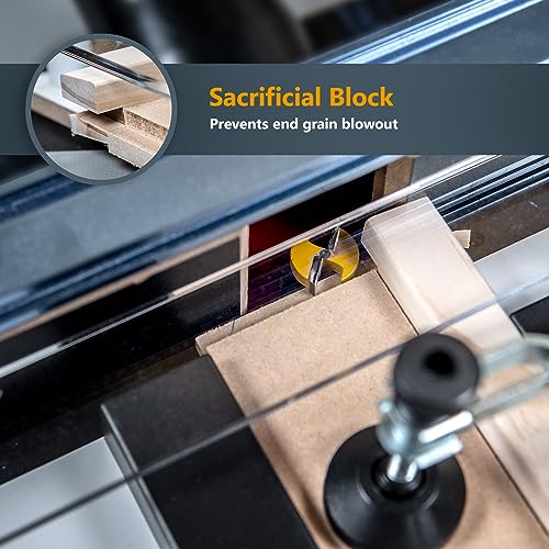 POWERTEC Rail Coping Sled for Router Tables, Professional Precise Cutting Rail for Cabinet Door Joints, Drawer Fronts and Woodworking Tools and Jigs POWERTEC